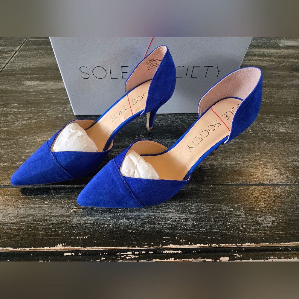 Sole Society Brand, "Robbie" Style, 2-piece Pumps (Blue Suede) - Picture 3 of 6